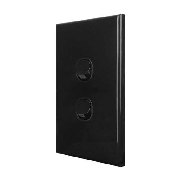 2 Gang Wall Switch Vertical Black GEO - Image 2