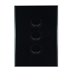 GEO Series 3 Gang Light Switch BLACK 10A 250V AC