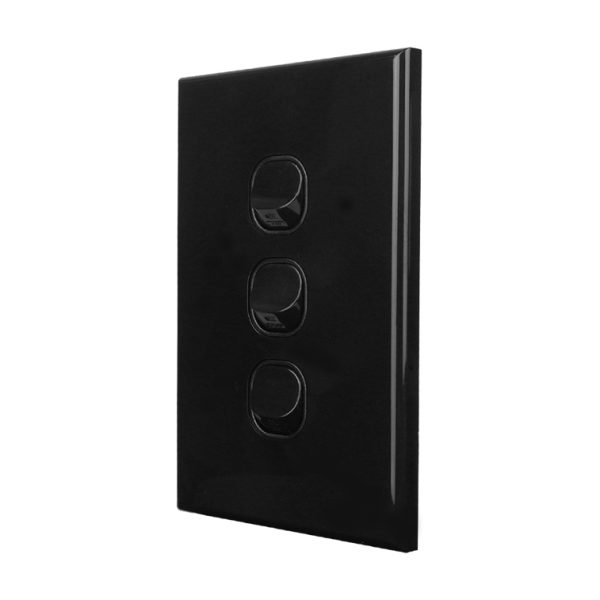 Light Switch 3 Gang - VERTICAL BLACK - Image 2