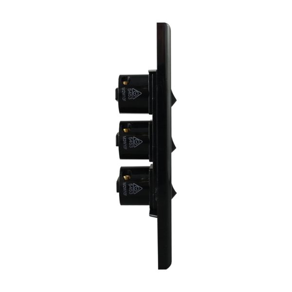 Light Switch 3 Gang - VERTICAL BLACK - Image 4