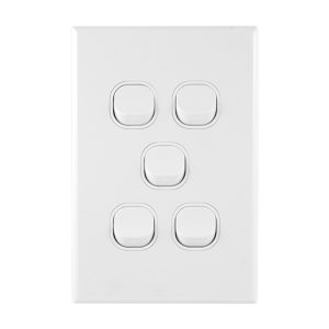 GEO Series 5 Gang Light Switch 10A 250V AC