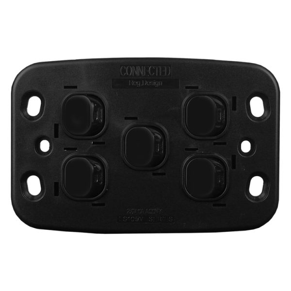 Light Switch 5 Gang - VERTICAL BLACK - Image 3