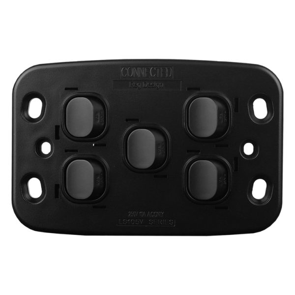 Light Switch 5 Gang - MATTE BLACK VERTICAL - Image 3