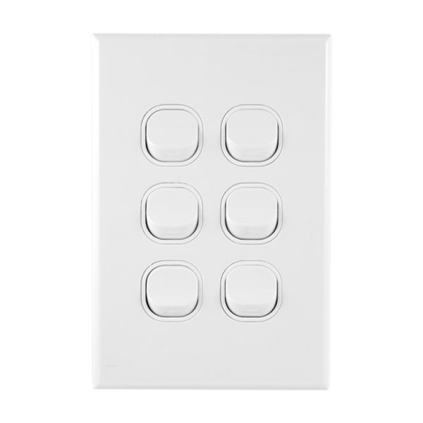 GEO Series 6 Gang Light Switch 10A 250V AC