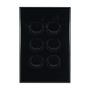 GEO Series 6 Gang Light Switch BLACK 10A 250V AC