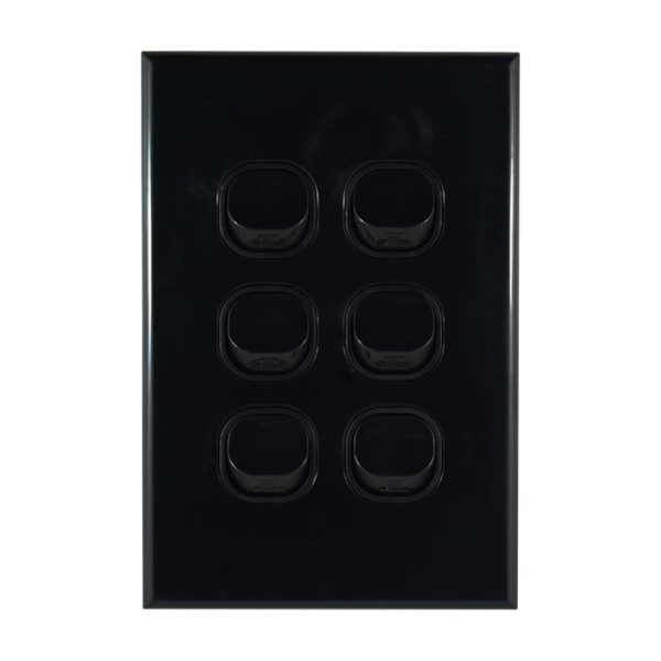 GEO Series 6 Gang Light Switch BLACK 10A 250V AC