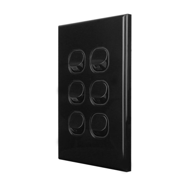 Light Switch 6 Gang - VERTICAL BLACK - Image 2