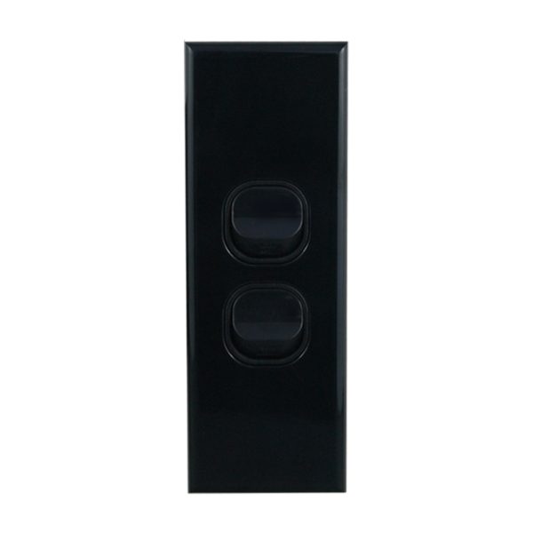 2 Gang Architrave Switch 10A 240V AC BLACK