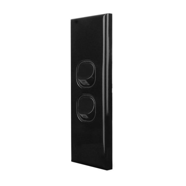 Architrave Switch 2 Gang BLACK - Image 2