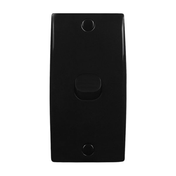 Intermediate Plate Light Switch 1 Gang - 78mm Mounting Centres BLACK - Image 2