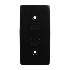 Intermediate Switch Plate 2 Gang BLACK 10A 250V AC 54mm Mounting