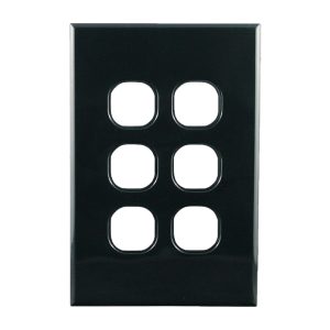 Grid Plate 6 Gang BLACK
