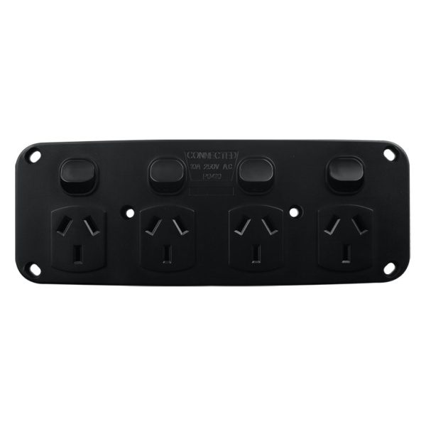 4 Gang Slimline Power Point - MATTE BLACK - Image 3