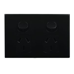Double GPO Slimline 10A 240V AC BLACK | GEO Series
