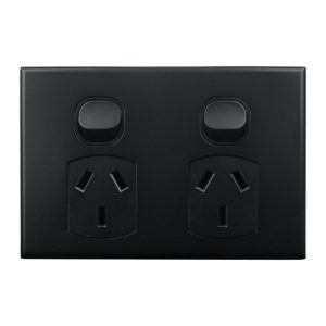 matte black double power outlet