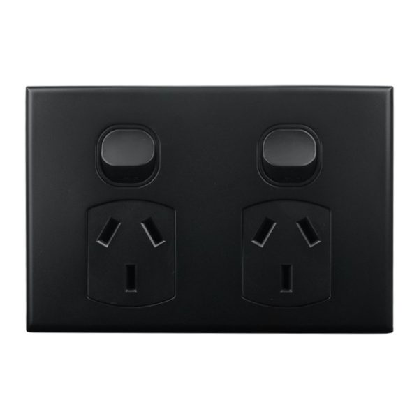 matte black double power outlet