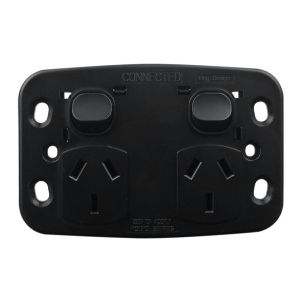 Double Power Point 10A 250V AC - MATTE BLACK - Image 3