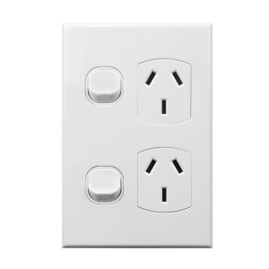 Vertical Power Point Double 10A 240V AC WHITE | GEO Series