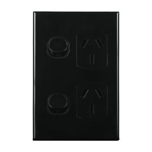 Vertical Double Power Point Black 10A 240V AC | GEO Series