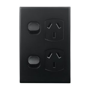 vertical double power point matte black