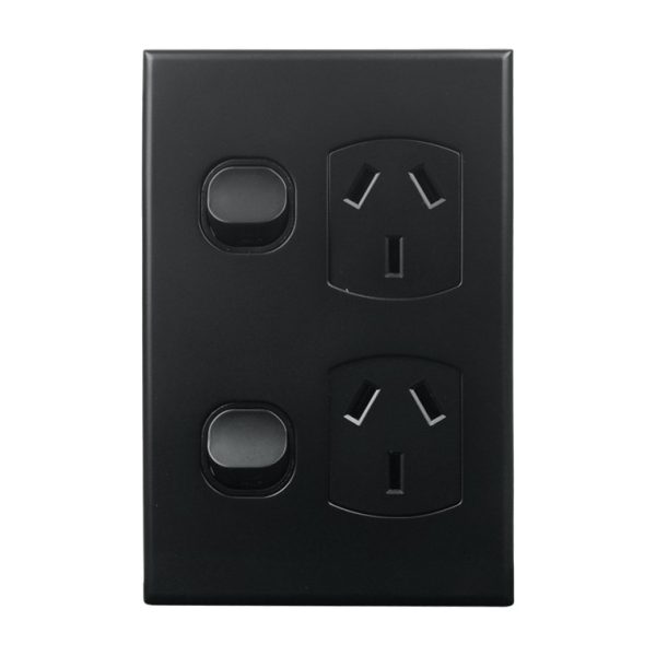 vertical double power point matte black