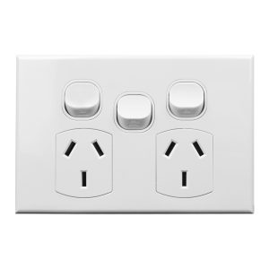Double GPO with Extra Switch 10A 240V AC WHITE | GEO Series