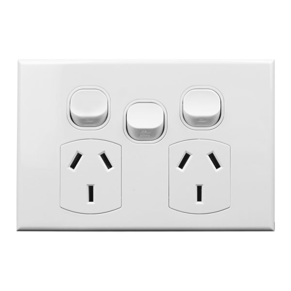 Double GPO with Extra Switch 10A 240V AC WHITE | GEO Series