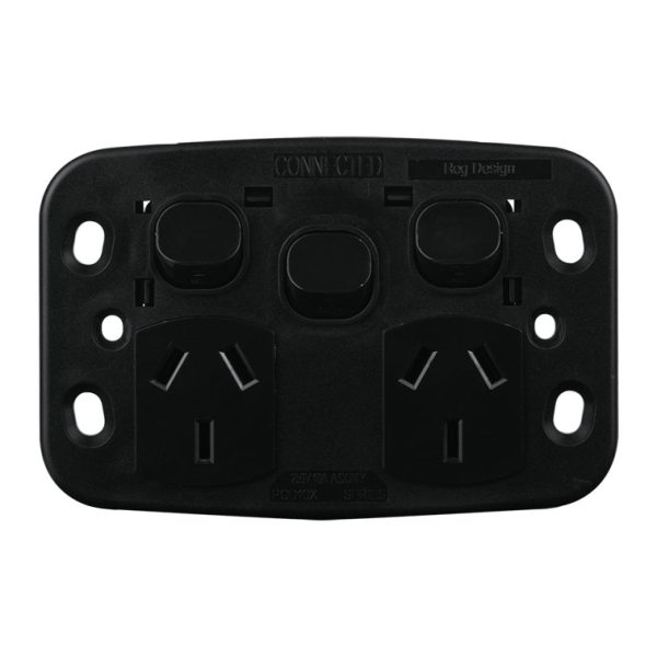 Double Power Point with Extra Switch - BLACK - Image 3