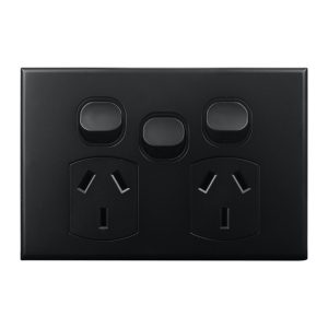 Double GPO with Extra Switch 10A 240V AC MATTE BLACK