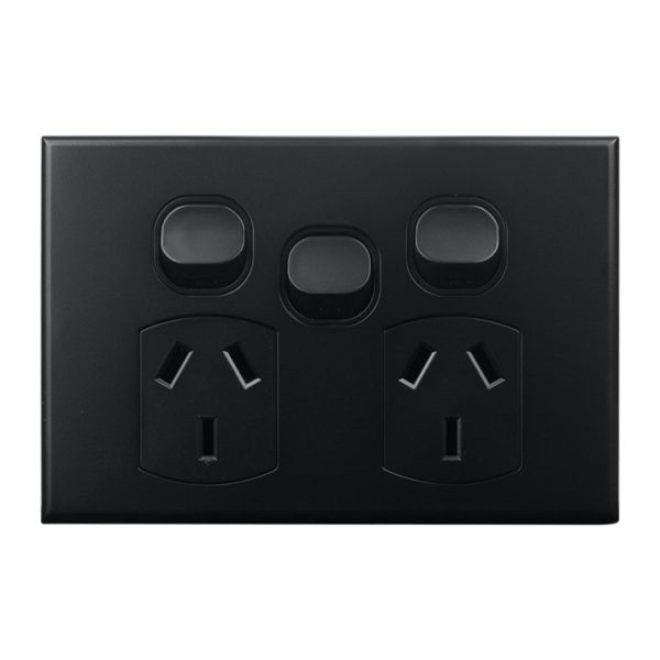 Double GPO with Extra Switch 10A 240V AC MATTE BLACK