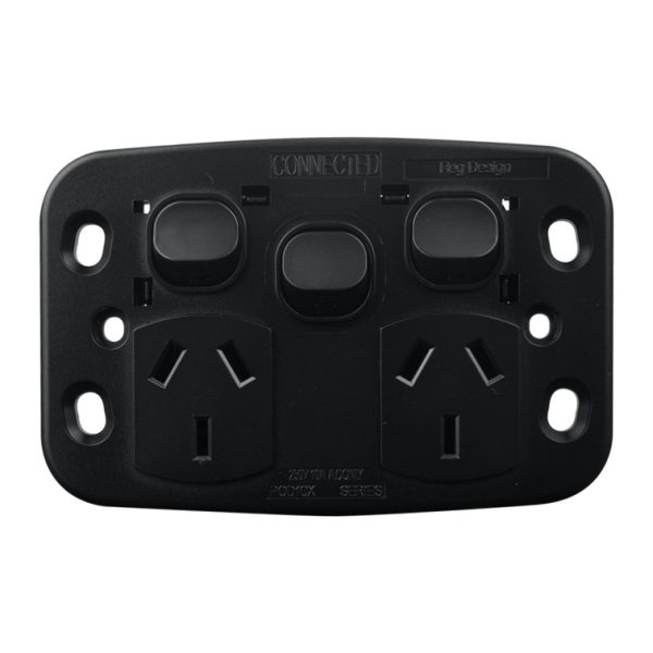 Double Power Point with Extra Switch - MATTE BLACK - Image 3