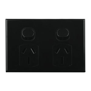 15amp Double GPO BLACK 240V AC | GEO Series