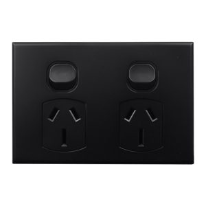 matte black double power outlet 15a