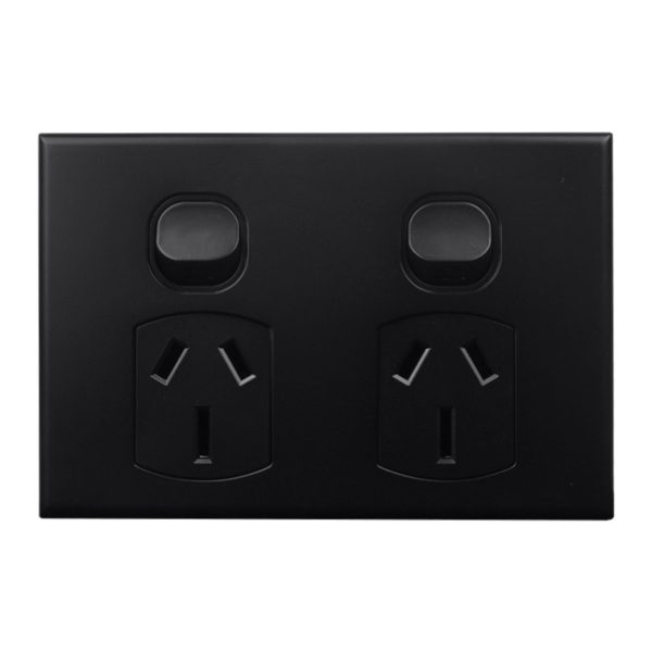 matte black double power outlet 15a