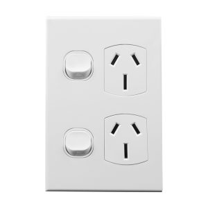 15A Vertical Power Point Double 240V AC WHITE | GEO Series