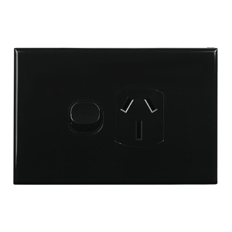 Slimline Single GPO 10A Black | GEO Series