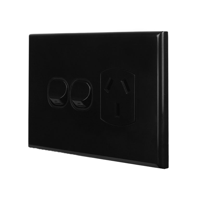 Single Power Point with Extra Switch - BLACK - Image 2