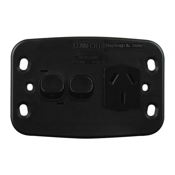 Single Power Point with Extra Switch - BLACK - Image 3