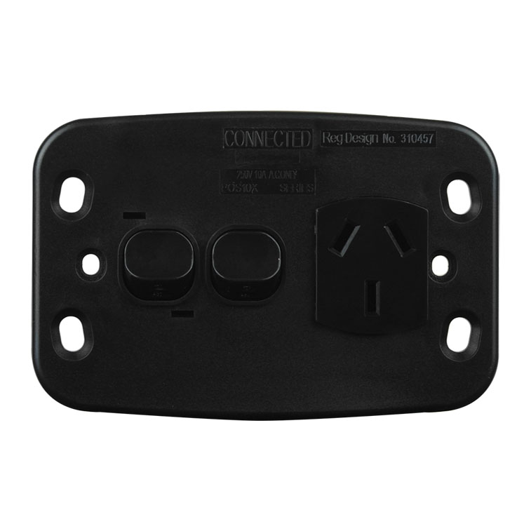 Single Power Point with Extra Switch - BLACK - Image 3