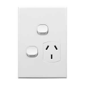 Vertical Single GPO with Extra Switch 10A 240V AC | GEO Series Slimline
