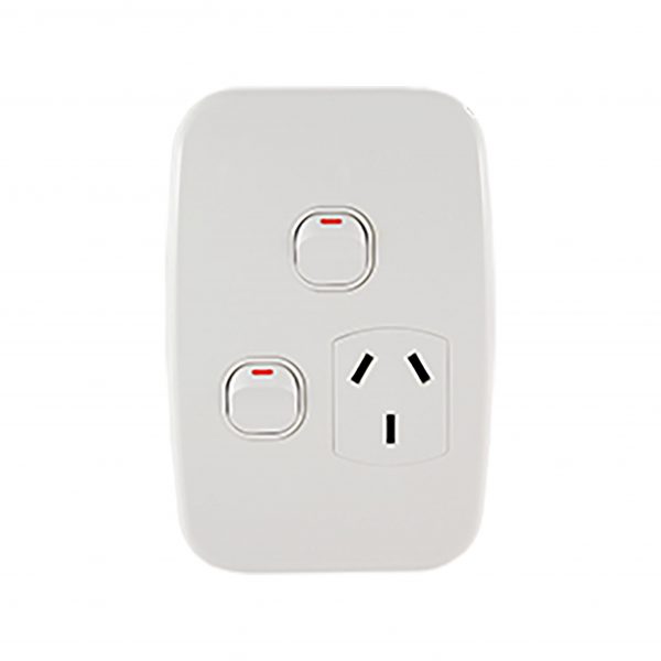 Single Power Outlet + Extra Switch 10A 250V AC Vertical LUNA