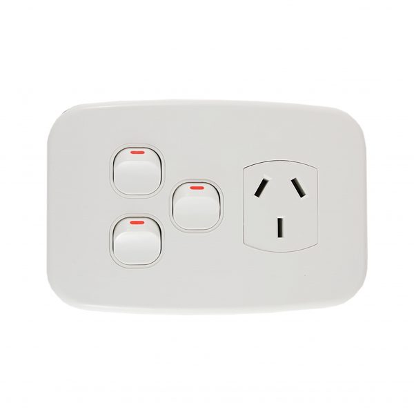 Single Power Point with Two Extra Switches 10A | LUNA Series