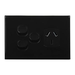 Single GPO with 2 Extra Switches BLACK 10A 240V AC | GEO Series