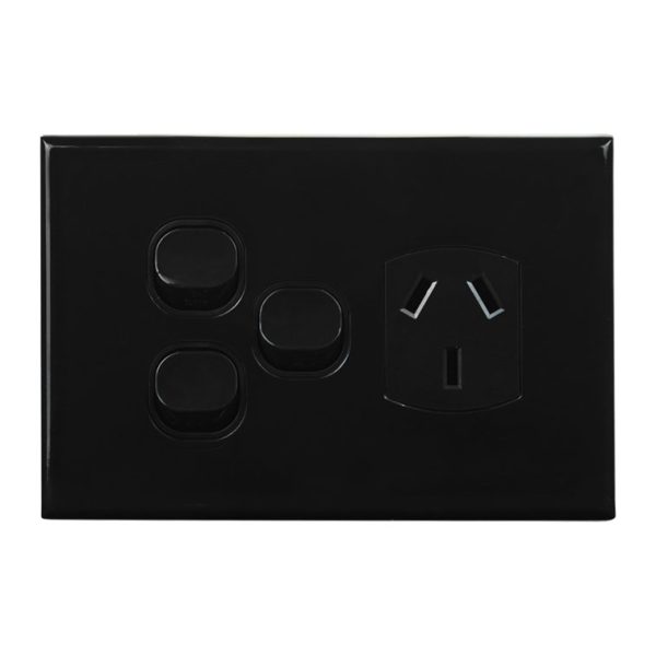 Single GPO with 2 Extra Switches BLACK 10A 240V AC | GEO Series