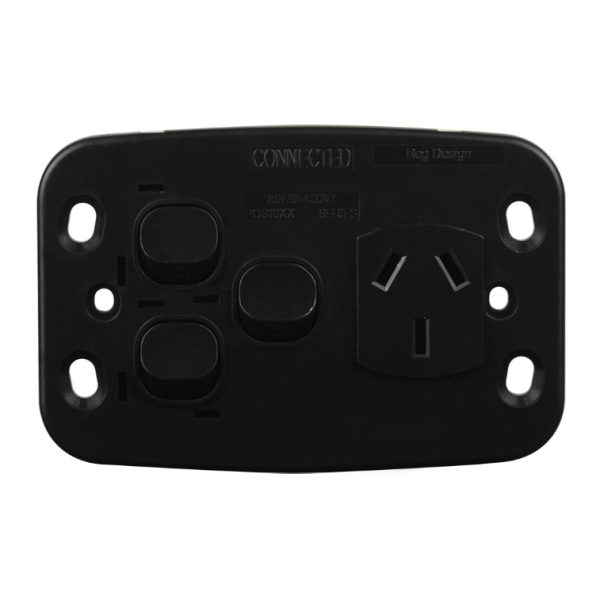 Single Power Point with 2 Extra Switches - BLACK - Image 3