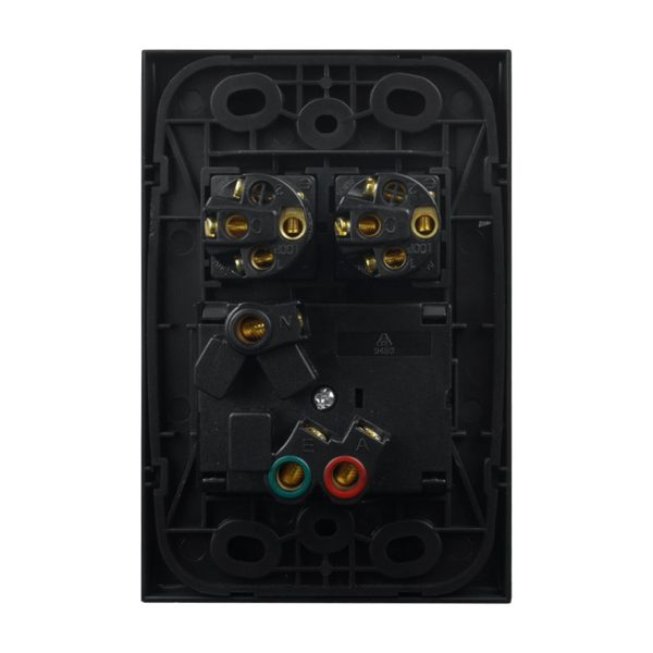 Single Power Point with 2 Extra Switches - VERTICAL MATTE BLACK - Image 5