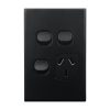 Matte Black Single GPO + 2 Extra Switches Vertical 10A 240V AC GEO Series