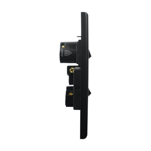 Single Power Point with 2 Extra Switches - VERTICAL MATTE BLACK - Image 4