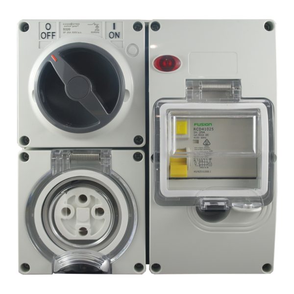 RCD Protected Outlet 32A 4 Pin 500V AC IP66
