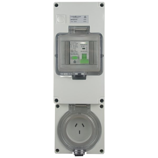 RCD Protected Socket Outlet 15A 3 Pin 250V AC IP66